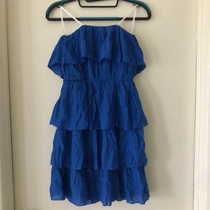 NWT BCX Strapless Dark Blue Ruffle Dress Size S